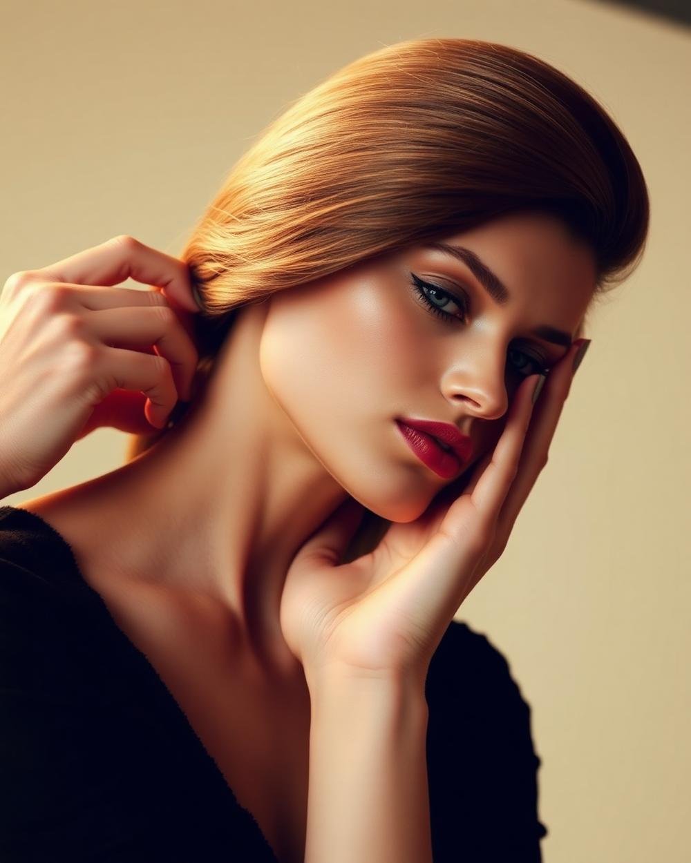 Sleek styled blowout at a hair salon in Hubballi